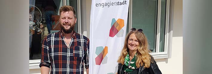 Netzwerktreffen "Engagierte Städte": Patrick Pfannschmidt und Anja Nillius